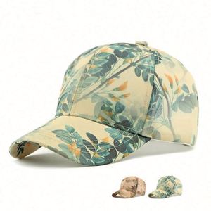 Women Ethnic Baseball Cap Spring Summer Outdoor Sunscreen Sunshade Personalized Hard Top Trendy Leaf Pattern Printed <b>Hat</b> - Product Image 2