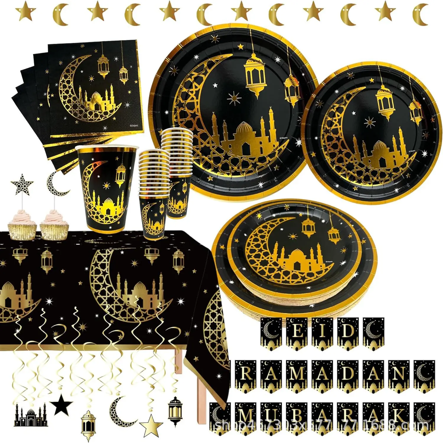 Eid al-Fitr Decorate Ramadan Eid Mubarak Party Tableware Ramadan Festival Theme Party Accessories
