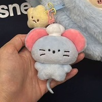 Porte-clés en peluche personnalisé en gros, jouet en peluche souris à grandes oreilles, poupée en peluche de dessin animé, pendentif de sac, porte-clés animal en peluche doux, cadeau décoratif