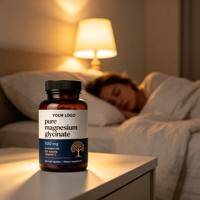 Capsules de glycinate de magnésium pur en marque blanche OEM, complément alimentaire, 90 unités, soutien du sommeil et des os pour adultes