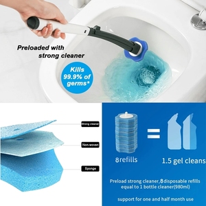 Sistema di Pulizia Bagno Multiuso con Manico Lungo, <span class=keywords><strong>Set</strong></span> Spazzola per <span class=keywords><strong>WC</strong></span> Usa e Getta con Ricariche di Spugne Monouso - Product Image 4