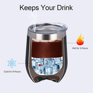 Vaso Térmico Aislado de 12 oz, Vasos para Vino, Vaso de Café de Acero Inoxidable con Aislamiento al Vacío y Tapa para Vino - Product Image 4