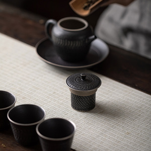 Purple Grit Ceramic Teapot Lid Holder Cylinder Shape With Lid For Kung Fu <b>Tea</b> <b>Set</b> Accessories - Product Image 2