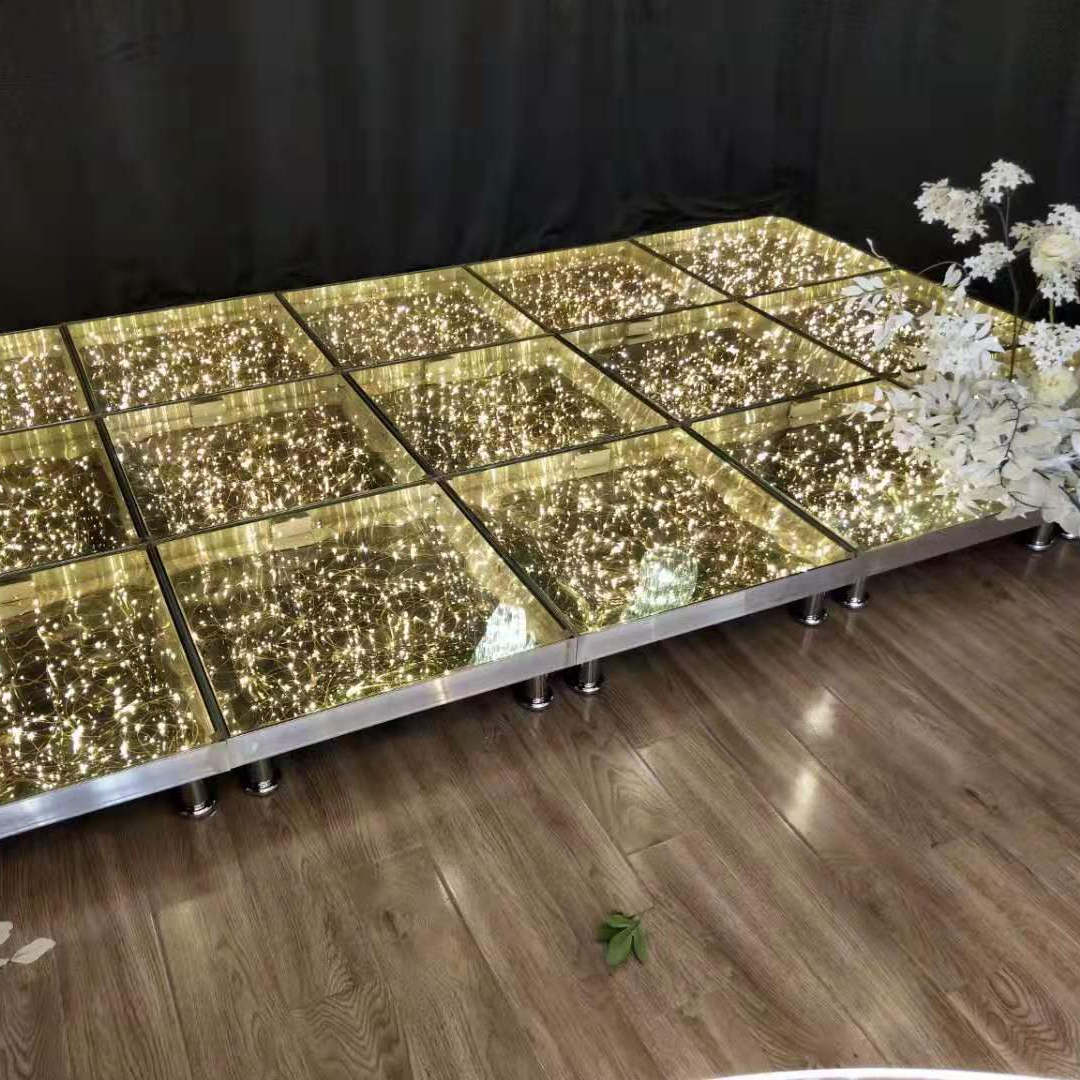СВЕТОДИОДНЫЙ танцпол из закаленного стекла, золотой Звездный СВЕТОДИОДНЫЙ танцпол
