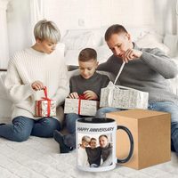 Cadeaux personnalisés, tasse à café en céramique blanche de 11 oz, résistante au lave-vaisselle, personnalisable, tasse à café avec photo personnalisée, avec poignée