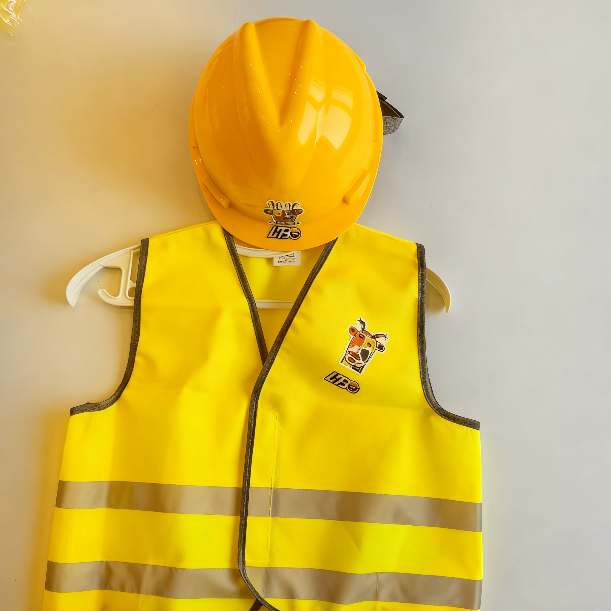 Casco di sicurezza giallo + giubbotto riflettente