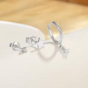 Juego de 3 Piezas de Aretes Simples de Plata de Ley S925 con Baño de Oro Blanco para Mujer - Product Image 6