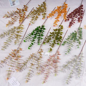 Rama de Planta Artificial con Tres Ramificaciones de Hojas Verdes de Árbol del Dinero, de 30cm-100cm, para Decoración de Bodas, Moldeada por Inyección de Plástico - Product Image 1