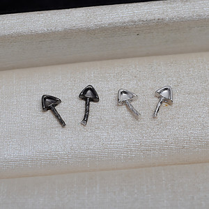 Accessoires de bricolage faits à la main, 5 paires de plateaux vides en argent S925, perles baroques, oreilles de chat (pain en forme d'oreille de chat cuit à la vapeur), alliage 6 mm 4140 - Product Image 2