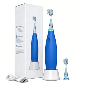 Brosse à dents en silicone souple pour enfants, 2 têtes, rechargeable, batterie 400 mAh, charge sans fil, étanche IPX7, 31200 VPM, silencieuse - Product Image 1