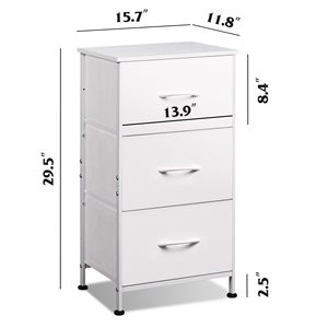 Gabinete de Almacenamiento SENYU Blanco de 3 Cajones con Ruedas, Diseño Minimalista para Dormitorio, Estructura Metálica, Panel MDF, Mueble Modular - Product Image 2