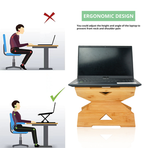 Premium Bambus Laptop-Ständer Modernes Design Verstellbarer Klappbarer Tischzubehör Home-Office Schreibtisch <span class=keywords><strong>Notebook</strong></span>-Halter Individuelles Logo - Product Image 2