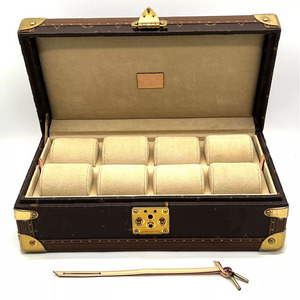 Caja de Almacenamiento para Relojes de Cuero Genuino con 8 Ranuras Cuadradas, Resistente a Impactos y Forrada de Terciopelo - Product Image 1