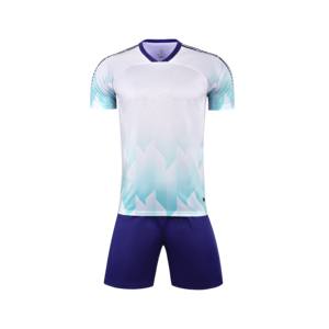 Großhandel Anpassbare Blaue Rote FUSSBALL Sportbekleidung Erwachsene & Kinder Fußballtrikot Blanko-Stil Wärmeübertragungsvinyl Logo-Druck - Product Image 3