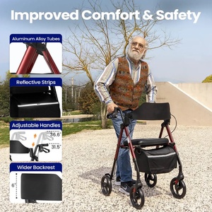 Andador Plegable Ergonómico para Adultos Mayores con Asiento y Respaldo, Caminador Ajustable con Ruedas - Product Image 4