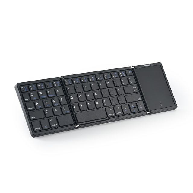 Ultra Slim 64-Key Tri-Fold Rechargeable Touchpad Keyboard Portable Folding Design for Laptop Tablet PC & Phone