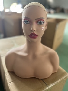 Tête de mannequin <span class=keywords><strong>pour</strong></span> perruque avec visage carré, tête de poupée en PVC <span class=keywords><strong>pour</strong></span> femme avec eye-liner blanc, tête de mannequin glamour <span class=keywords><strong>pour</strong></span> l'affichage de perruques - Product Image 3