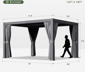 Pergola à lames orientables 10' x 12' en aluminium pour l'extérieur, avec toit réglable, idéale pour les terrasses, les jardins <span class=keywords><strong>et</strong></span> les cours arrière - Product Image 6