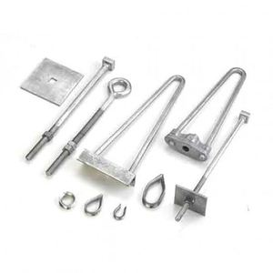 Matériel de ligne aérienne galvanisé à chaud (HDG) : Ensemble de fixation pour poteau de soutien, comprenant plaque de base, œillet, boulon à œillet, tendeur et tige de soutien - Product Image 3