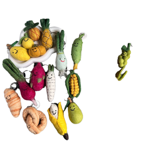 Mignon mini porte-clés en feutre de laine en peluche 3D-Charmes de fruits doux Fraise Avocat Citrouille Raisin Citron-Nourriture Fruits & Légumes - Product Image 4