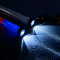 Bâton de contrôle de circulation LED de 30 cm, lumière d'avertissement rouge et bleue rechargeable, lampe torche magnétique d'urgence avec sifflet