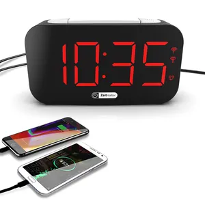 Hot Sale Gift Black Case Red Led Digital Alarm Clock 7 Color Night Light Usb Mobile Phone Charger Lcd Clock With Led Backlight