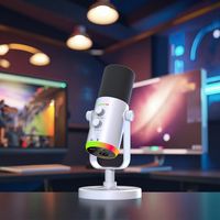 Kit de microphone filaire cardioïde professionnel RVB Micro de bureau USB Plug-and-Play avec jeu de puces audio Podcast pour utilisation en studio