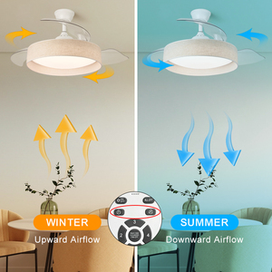 Y277 Có Thể Thu Vào Quạt Trần Với Ánh Sáng 3 4 Lưỡi Cây Gai Dầu Vải Hình LED Quạt Trần Với Ánh Sáng Và Điều Khiển Từ Xa - Product Image 5