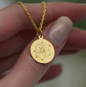 Vendita calda collana pendente con narciso in oro 18k realizzata a mano gioielli di fiori di primavera regalo perfetto simbolo di nuovi inizi - Product Image 3