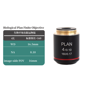 195mm 무한대-보정된 무색 생물학적 대물 렌즈 4X 10X 20X 40X <span class=keywords><strong>100X</strong></span> 작업 거리 블랙 플랜 무색 렌즈 - Product Image 4