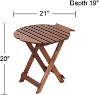 Table d'appoint pliante en bois massif pour l'extérieur - Table basse décorative artisanale en forme de poisson pour patio, jardin et camping