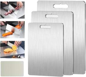 Ensemble de planches à découper en acier inoxydable double face, planches à découper en titane pour la cuisine, pour la viande, le fromage, les légumes, les fruits, la cuisine - Product Image 1