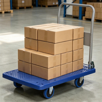 Chariot à plateforme à quatre roues en plastique pour le stockage en entrepôt, la logistique et la manutention des matériaux