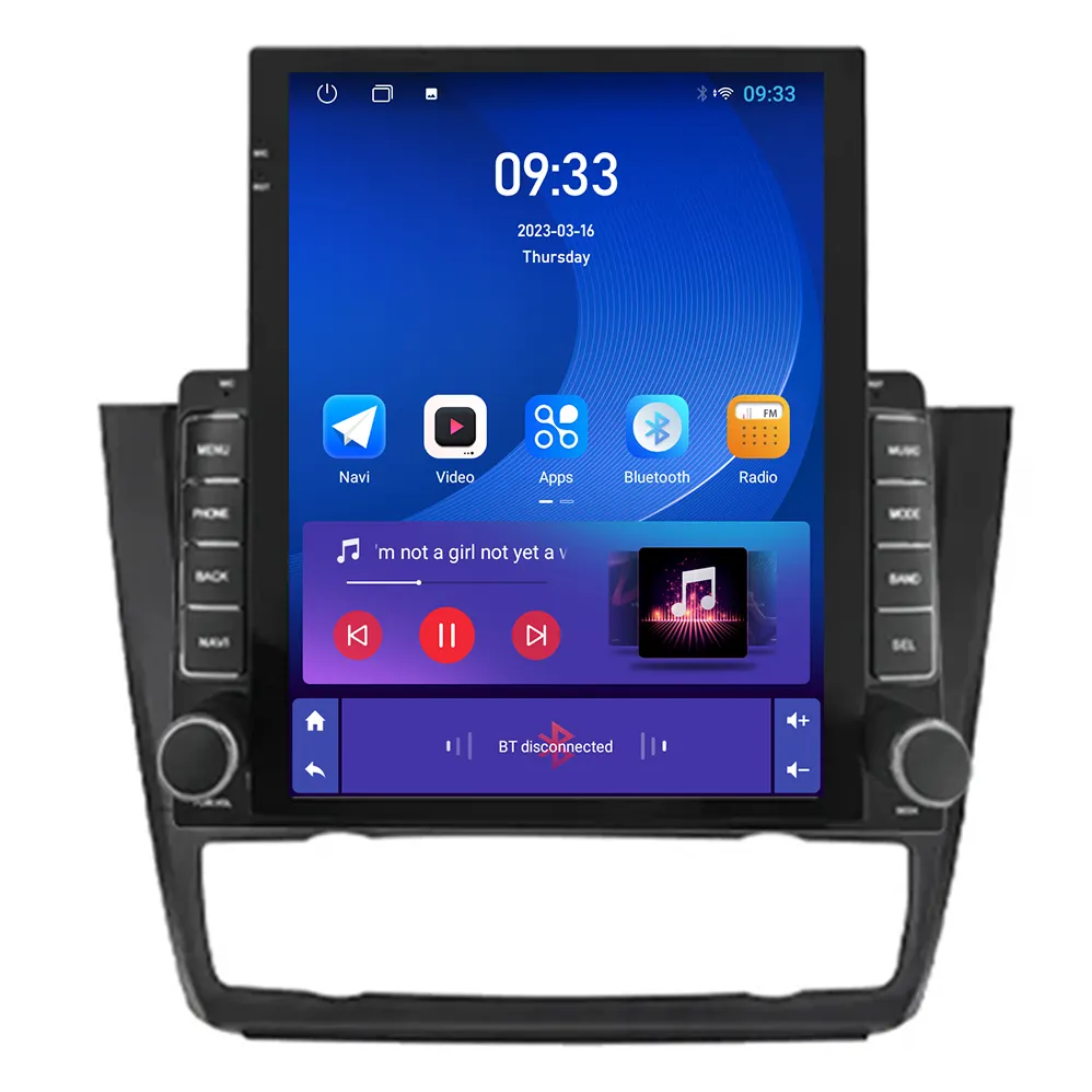 9,7'' Tesla vertikaler Bildschirm Stereo-Touchscreen Radio für Auto Android für BMW Serie 1 E81 E82 E87 E88 2004-2012 Navigation GPS