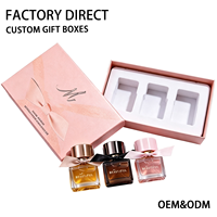 Boîte rigide personnalisée rose avec couvercle et base, insert en mousse, logo estampé à chaud en couleur or, emballage en papier pour coffret de parfum, fabrication en usine