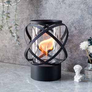 Cheminée bio<span class=keywords><strong>éthanol</strong></span> ronde en verre pour extérieur, <span class=keywords><strong>foyer</strong></span> <span class=keywords><strong>de</strong></span> <span class=keywords><strong>table</strong></span> en métal pour patio, <span class=keywords><strong>foyer</strong></span> créatif en maille <span class=keywords><strong>de</strong></span> fer décorative pour salle à manger - Product Image 1