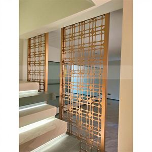 ANN5156 Biombo Decorativo Multifuncional de Acero Inoxidable de Alta Gama, Moderno y Duradero, con Diseño de Líneas Onduladas y Diamantes - Product Image 6