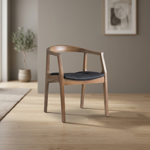 Chaise de salle à manger commerciale moderne en bois massif avec siège rembourré en cuir PU, fauteuil de restaurant - Product Image 4