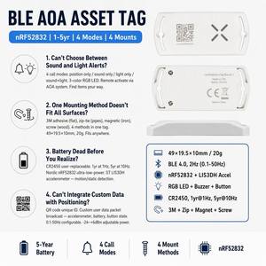 Etiqueta de activo BLE AOA del fabricante, 49 mm, CR2450, 1-5 años, botón de llamada con zumbador, RGB, 4 montajes para carrito de almacén, equipo hospitalario - Product Image 2