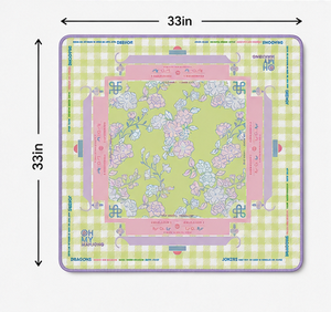 Tapis de Mahjong Américain de Luxe, Style Preppy, Vert Citron et Rose, à Motifs Floraux et Vichy, avec Guide d'Instructions et Règles Charleston, Antidérapant et Silencieux pour un Jeu Fluide - Product Image 4