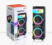 Enceinte de fête puissante d'extérieur JBR-1226 avec gros bouton, 60W, double haut-parleur de 12 pouces, batterie rechargeable 12V5A et deux micros sans fil