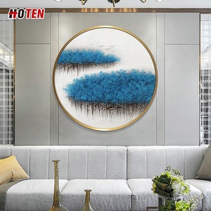 Dipinto a olio moderno paesaggio minimalista dipinto a mano <span class=keywords><strong>murale</strong></span> in <span class=keywords><strong>legno</strong></span> per la decorazione della parete del soggiorno include tela sospesa e Base - Product Image 3