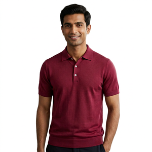 เสื้อโปโลผ้าฝ้าย100% ของผู้ชายแบบใหม่สีแดงสำหรับฤดูร้อน - Product Image 1