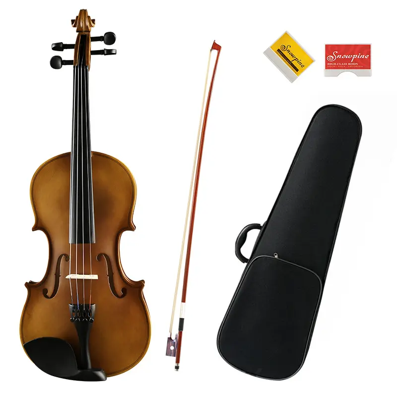 Tamaño completo precio barato fábrica de madera contrachapada brillo color Violón principiante violín 4/4 al por mayor