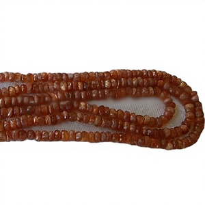 Sunstone Gemstone <b>Beads</b> 5mm Sparkling Rondelle Faceted <b>Red</b> Crystal Third Party Certified Coszcalt Exports for Jewelry Natural - Product Image 2