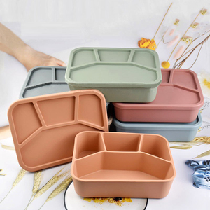 Food Grade Silicone Bento Lunch Box 4 <strong>Compartments</strong> Collapsible Lunch Box Silicon Food Storage Container With <strong>Lid</strong> - Product Image 2