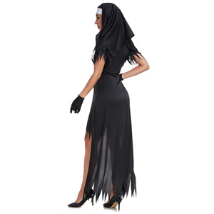 Disfraz de Monja para Mujer de Halloween, Disfraz de Vampiro Demonio, Vestido Largo con Estampado de Cruz, Disfraz de Fiesta - Product Image 4
