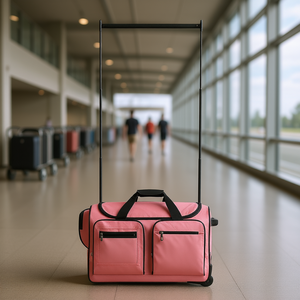 Bolsa de Viaje Rosa con Ruedas de 23 Pulgadas con Perchero, Cierre de Cremallera de Nailon - Product Image 2