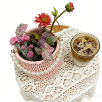 Paniers à fleurs en rotin tressé à la main avec poignées en perles, paniers de décoration de mariage, boîte d'emballage cadeau pour la maison