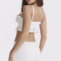 Nouvelle mode enchanteur dentelle Crochet Crop Camisole ALLOVER BRODERIE Spaghetti sangle haut